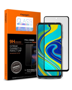 Защитное стекло Spigen для Redmi Note 9 Pro/ 9 Pro Max/ 9S - GLAS.tR Full Cover - Черный - 1 шт - AGL01611