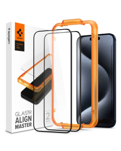 Защитное стекло Spigen для iPhone 15 Pro - Glas.tR AlignMaster - Черный - 2 шт - AGL06895