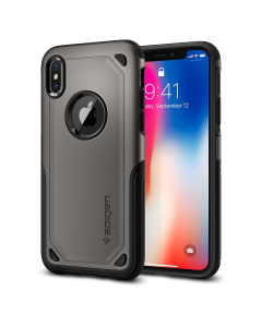 Защитный чехол Spigen для iPhone X / XS - Hybrid Armor - Темно-серый - 057CS22350