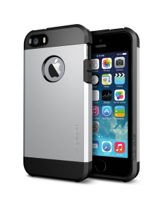 Защитный чехол Spigen для iPhone SE / 5s / 5 - Tough Armor - Серебристый - SGP10491