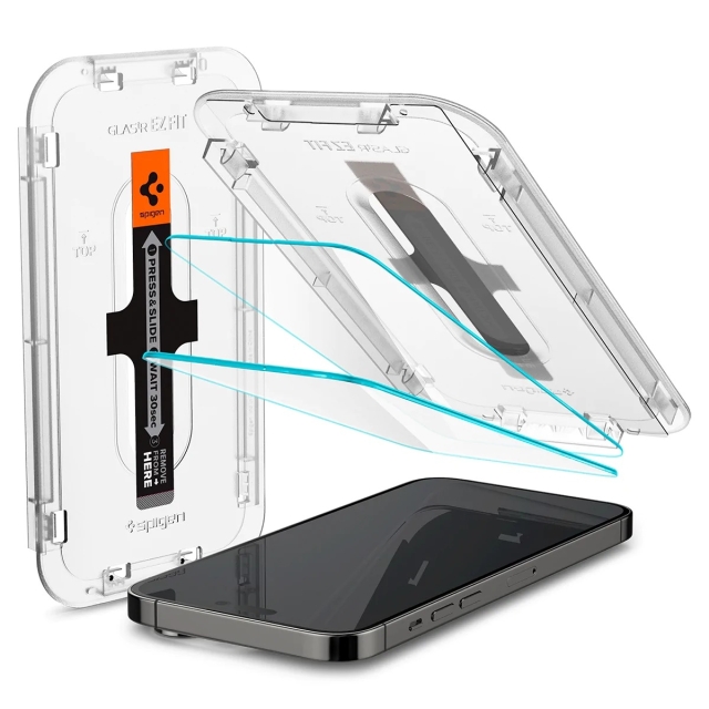 Защитное стекло SPIGEN для iPhone 14 Pro Max - EZ FIT GLAS.tR (Sensor Protection) - Прозрачный - 2 шт - AGL05202