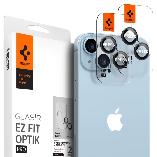 Защитное стекло для камеры SPIGEN для iPhone 14 / 14 Plus - Optik Pro Lens Protector - Черный - 2 шт - AGL05213