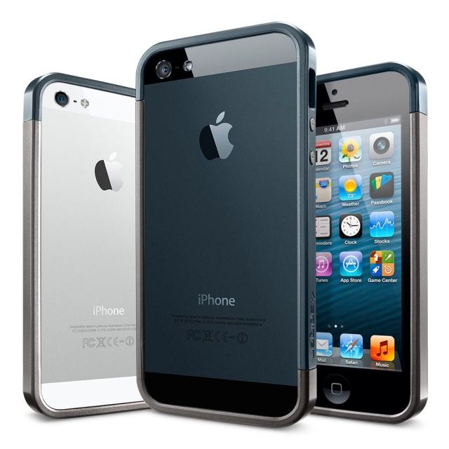 Бампер SPIGEN для iPhone SE / 5s / 5 - Liner EX Slim Metal - Темно-серый - SGP10085