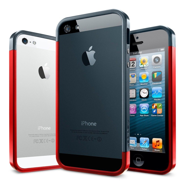 Бампер SPIGEN для iPhone SE / 5s / 5 - Liner EX Slim Metal - Красный - SGP10084