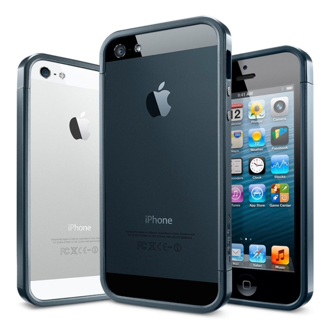 Бампер SPIGEN для iPhone SE / 5s / 5 - Liner EX Slim Metal - Синевато-серый - SGP10083