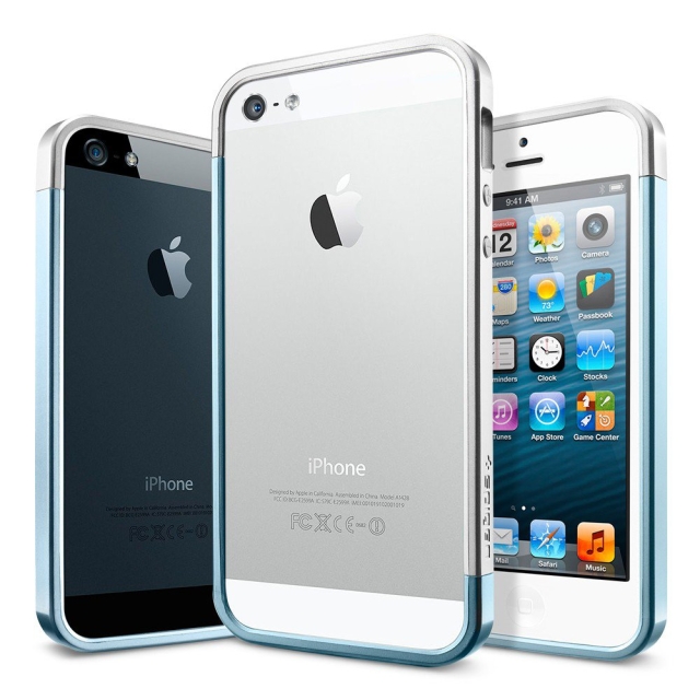Бампер SPIGEN для iPhone SE / 5s / 5 - Liner EX Slim Metal - Синий - SGP10081