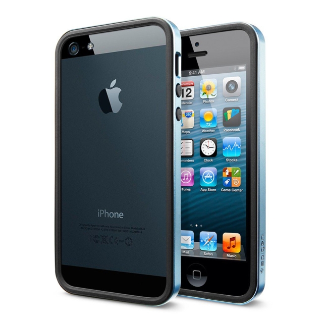 Бампер SPIGEN для iPhone SE / 5s / 5 - Neo Hybrid EX Metal - Голубой - SGP09656