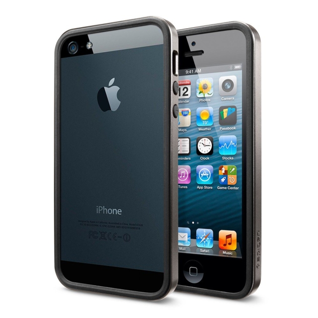 Бампер SPIGEN для iPhone SE / 5s / 5 - Neo Hybrid EX Slim Metal - Темно-серый - SGP10064