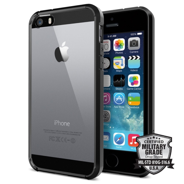 Чехол-гибрид SPIGEN для iPhone SE / 5s / 5 - Ultra Hybrid - Черный - SGP10515