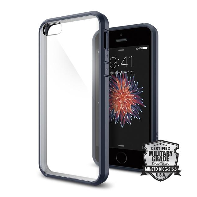 Чехол-гибрид SPIGEN для iPhone SE / 5s / 5 - Ultra Hybrid - Синевато-серый - 041CS20248