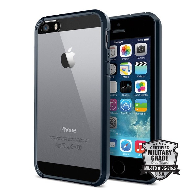 Чехол-гибрид SPIGEN для iPhone SE / 5s / 5 - Ultra Hybrid - Синевато-серый - SGP10711