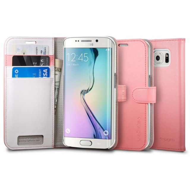 Чехол-книжка SPIGEN для Galaxy S6 Edge - Wallet S - Ярко-розовый - SGP11434