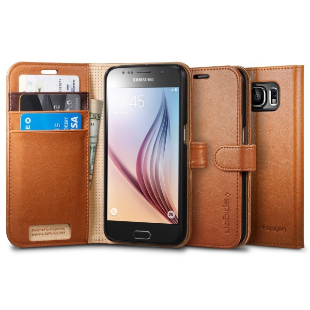 Чехол-книжка SPIGEN для Galaxy S6 - Wallet S - Коричневый - SGP11350