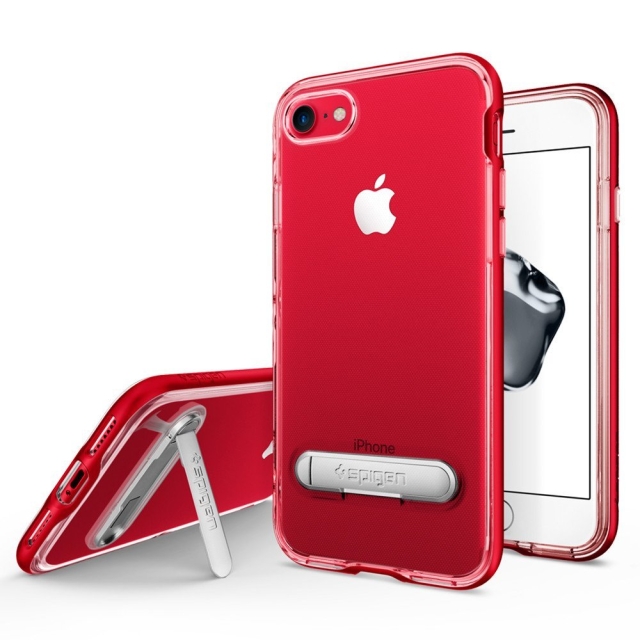 Чехол с подставкой SPIGEN для iPhone SE (2022/2020)/8/7 - Crystal Hybrid - Красный - 042CS21520