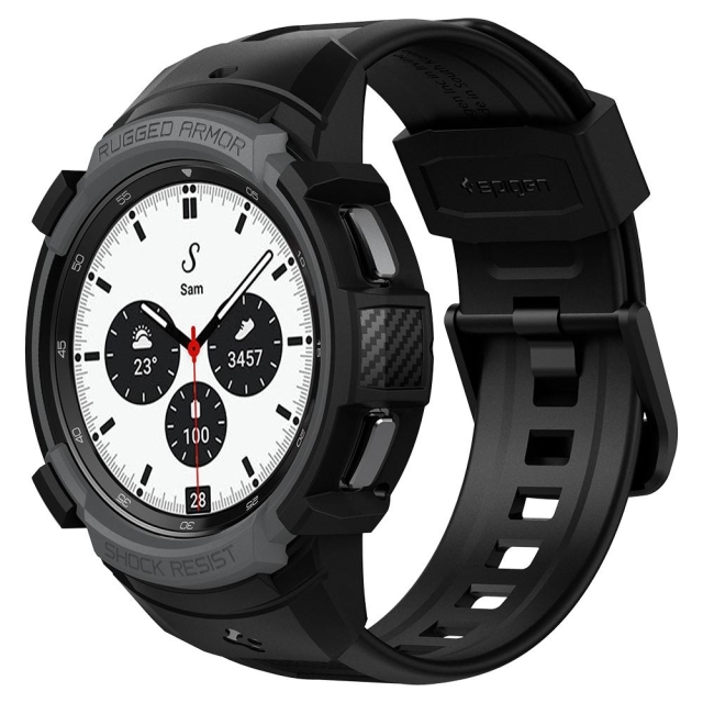 Чехол с ремешком SPIGEN для Galaxy Watch 4 Classic (42mm) - Rugged Armor Pro - Серый - ACS03653