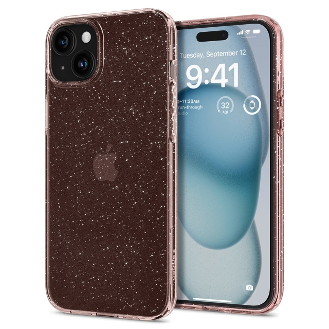 Чехол SPIGEN для iPhone 15 - Liquid Crystal Glitter - Прозрачный/Розовый - ACS06789