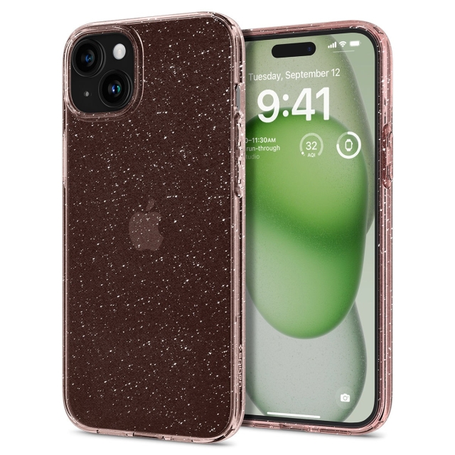 Чехол SPIGEN для iPhone 15 Plus - Liquid Crystal Glitter - Прозрачный/Розовый - ACS06649