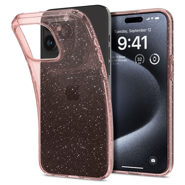 Чехол SPIGEN для iPhone 15 Pro - Liquid Crystal Glitter - Прозрачный/Розовый - ACS06702