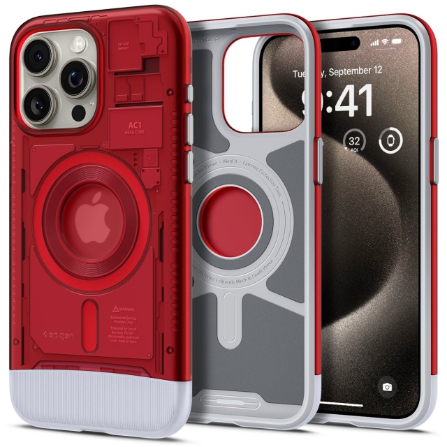 Чехол SPIGEN для iPhone 15 Pro Max - Classic C1 (MagFit) - Красный - ACS06609