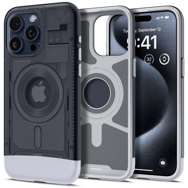 Чехол SPIGEN для iPhone 15 Pro Max - Classic C1 (MagFit) - Серый - ACS06607