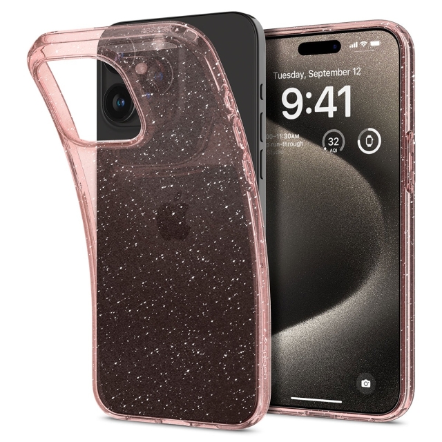 Чехол SPIGEN для iPhone 15 Pro Max - Liquid Crystal Glitter - Прозрачный/Розовый - ACS06560