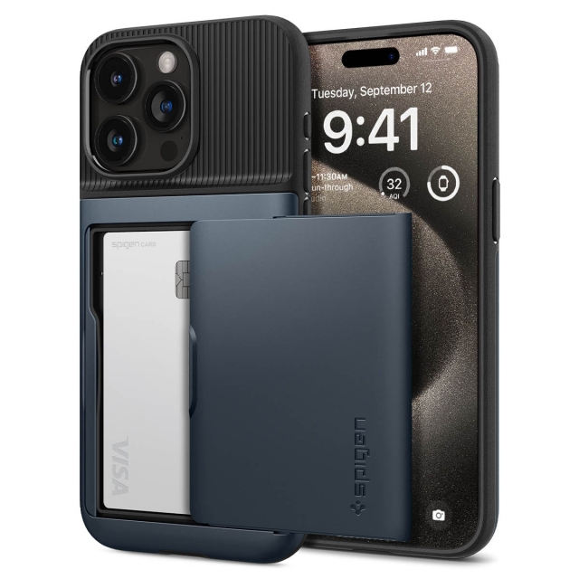 Чехол SPIGEN для iPhone 15 Pro Max - Slim Armor CS - Серый/Синий - ACS06591