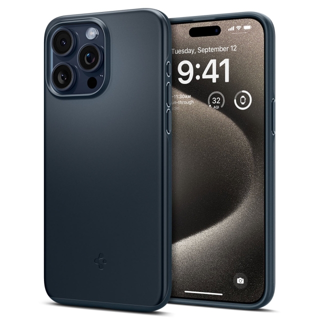 Чехол SPIGEN для iPhone 15 Pro Max - Thin Fit - Серый/Синий - ACS06546
