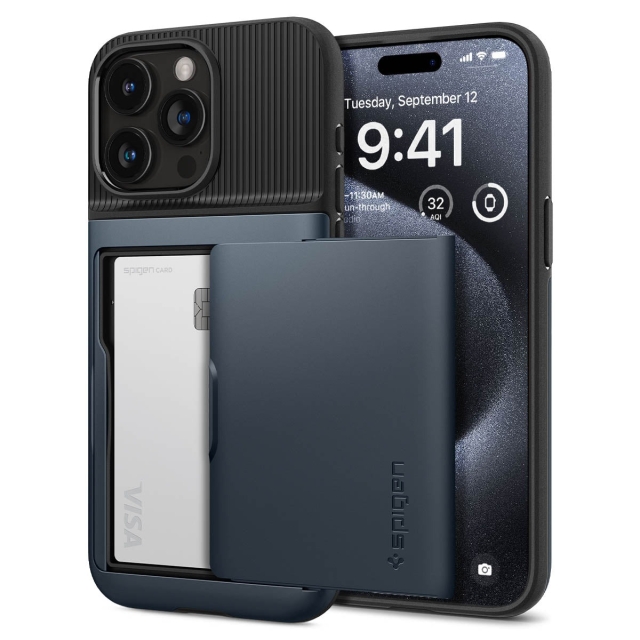Чехол SPIGEN для iPhone 15 Pro - Slim Armor CS - Серый/Синий - ACS06730