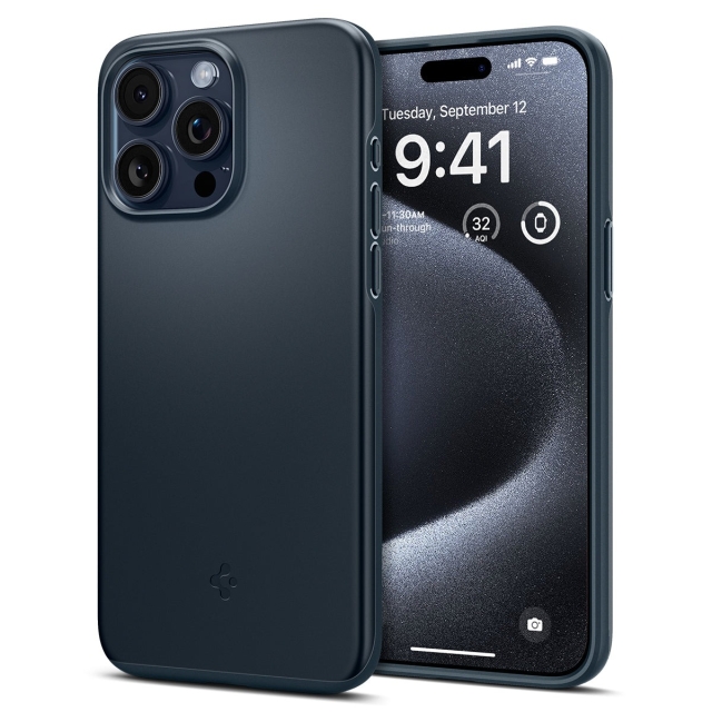 Чехол SPIGEN для iPhone 15 Pro - Thin Fit - Серый/Синий - ACS06688