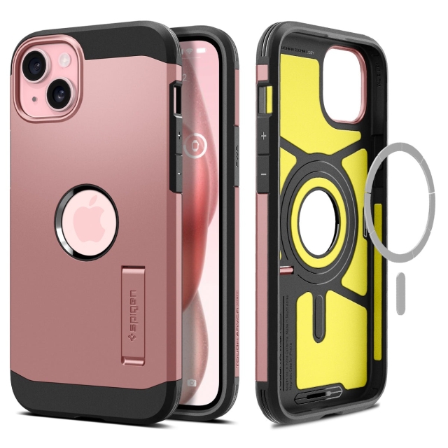 Чехол SPIGEN для iPhone 15 - Tough Armor (MagFit) - Золотой/Розовый - ACS06813