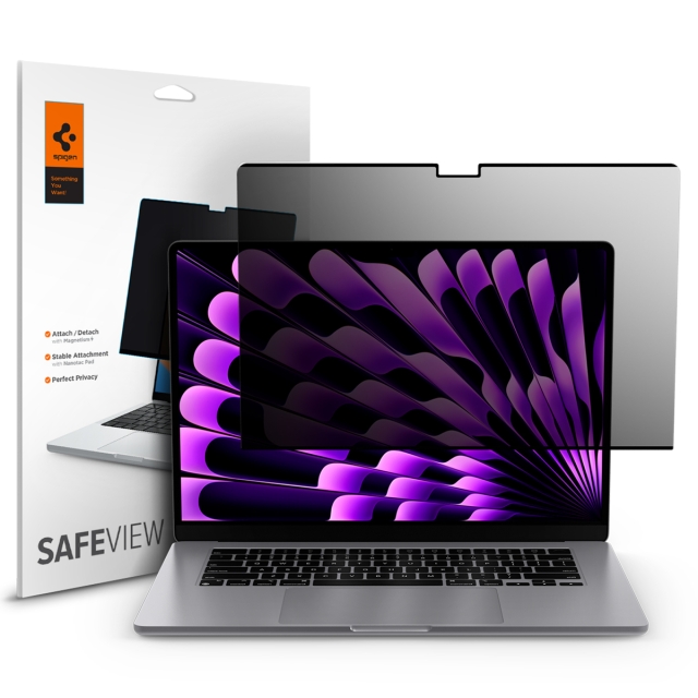 Защитное стекло SPIGEN для MacBook Air 15 M2 (2023) - SafeView Privacy Filter - Затемненный - 1 шт - AFL06951