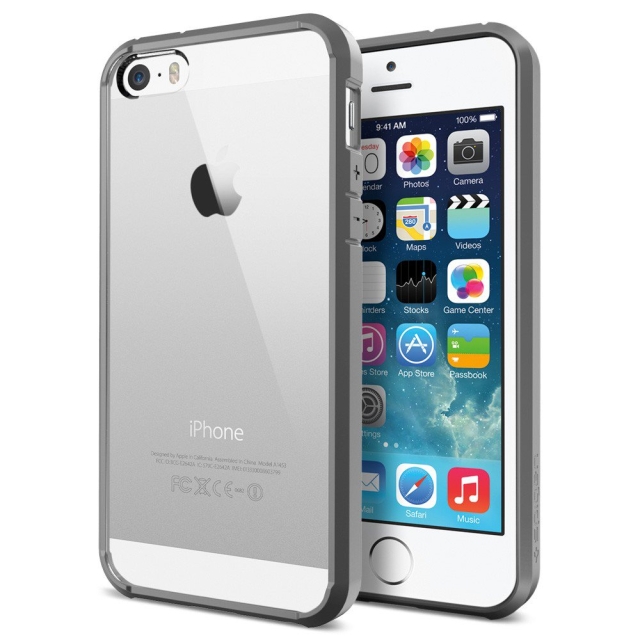 Чехол SPIGEN для iPhone SE / 5s / 5 - Ultra Hybrid - Серый - SGP10518