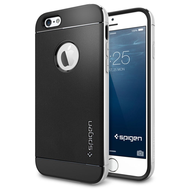 Премиум чехол SPIGEN для iPhone 6s / 6 - Neo Hybrid Metal - Серебристый металлик - SGP11037