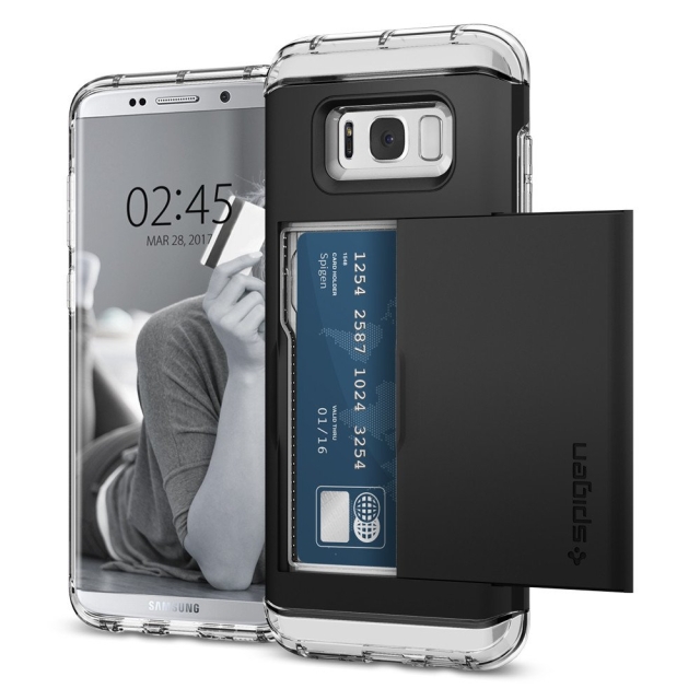 Чехол-визитница SPIGEN для Galaxy S8 Plus - Crystal Wallet - Черный - 571CS21116
