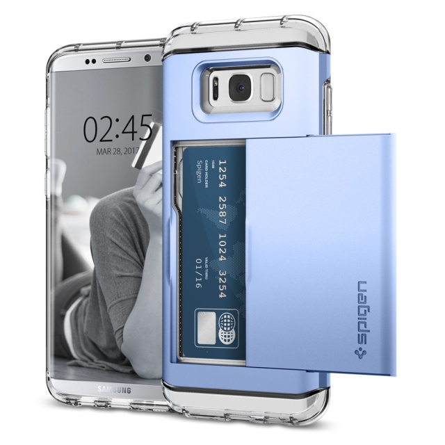 Чехол-визитница SPIGEN для Galaxy S8 Plus - Crystal Wallet - Голубой - 571CS21118