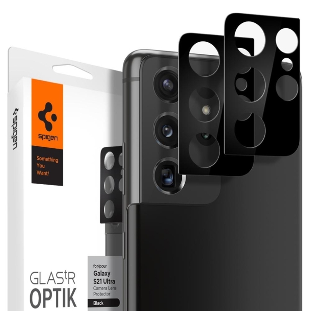 Защитное стекло для камеры SPIGEN для Galaxy S21 Ultra - Optik Lens Protector - Черный - 2 шт - AGL02531