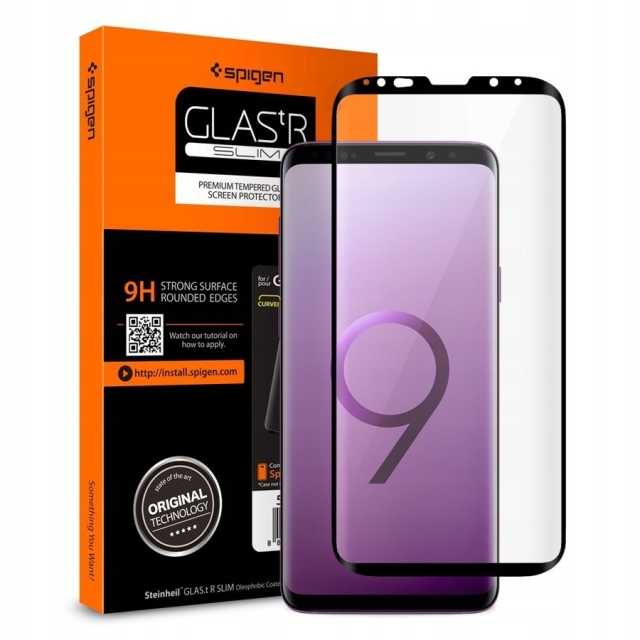 Защитное стекло SPIGEN для Galaxy S9 Plus - Glas.tR Curved HD - Черный - 1 шт - 593GL22907