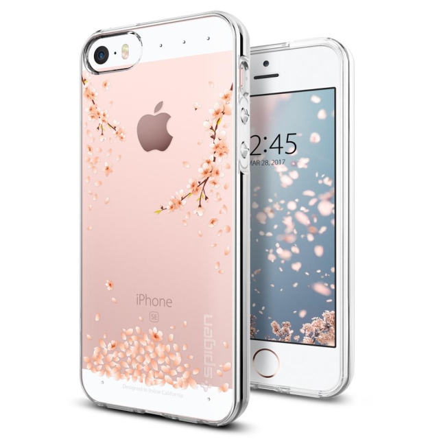 Чехол-капсула SPIGEN для iPhone SE / 5s / 5 - Liquid Crystal Blossom - Прозрачный (Цветы) - 041CS21960