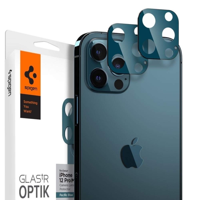 Защитное стекло для камеры SPIGEN для iPhone 12 Pro Max - Optik Lens Protector - Синевато-серый - 2 шт - AGL02456