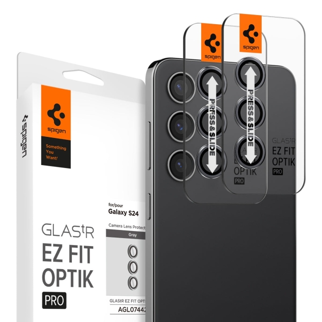 Защитное стекло для камеры SPIGEN для Galaxy S24 - Glass tR EZ Fit Optik Pro - Серый - 2 шт - AGL07442