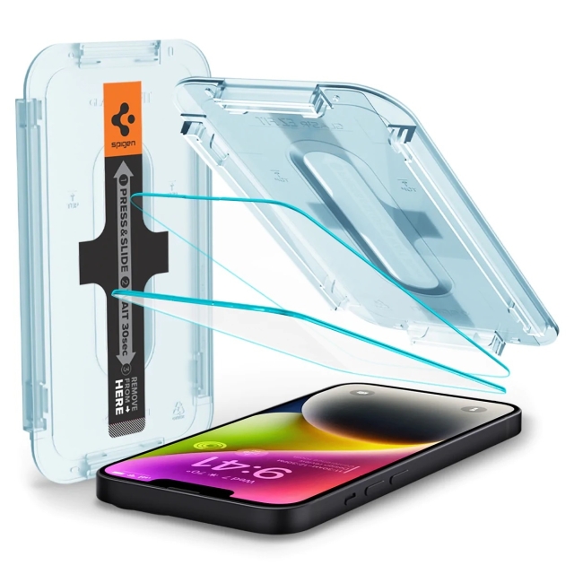 Защитное стекло SPIGEN для iPhone 14 - EZ FIT GLAS.tR (Sensor Protection) - Прозрачный - 2 шт - AGL03386