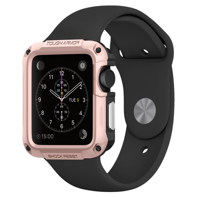 Защитный чехол SPIGEN для Apple Watch 1 / 2 (42мм) - Tough Armor - Розовое золото - 048CS21058
