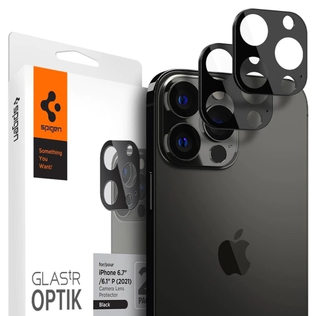 Защитное стекло для камеры SPIGEN для iPhone 13 Pro Max / iPhone 13 Pro - Optik Lens Protector V2 - Черный - 2 шт - AGL03381