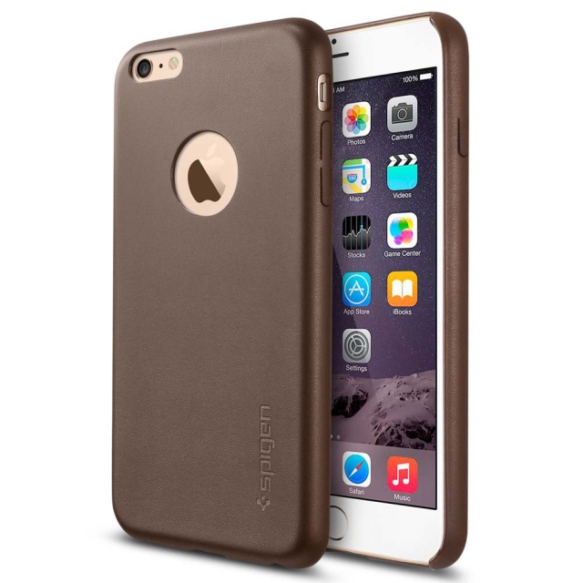 Кожаный клип-кейс SPIGEN для iPhone 6s Plus / 6 Plus - Leather Fit - Коричневый - SGP11401