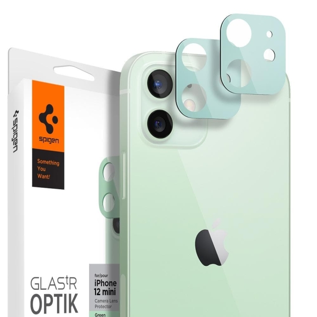 Защитное стекло для камеры SPIGEN для iPhone 12 Mini - Glas.tR Optik Lens - Зеленый - 2 шт - AGL02463