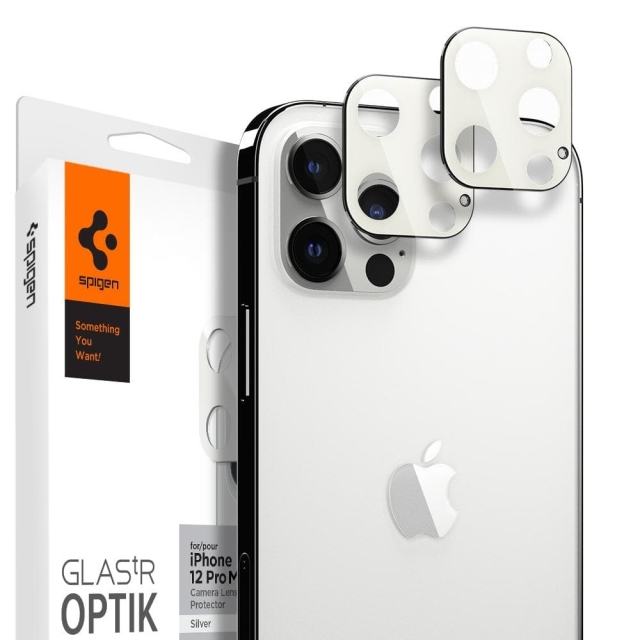 Защитное стекло для камеры SPIGEN для iPhone 12 Pro Max - Optik Lens Protector - Серебристый - 2 шт - AGL02455