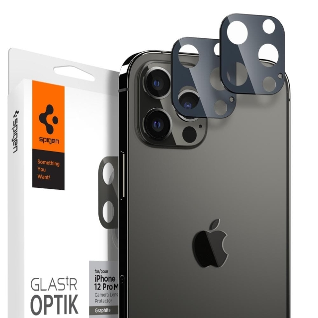 Защитное стекло для камеры SPIGEN для iPhone 12 Pro Max - Optik Lens Protector - Темно-серый - 2 шт - AGL02453