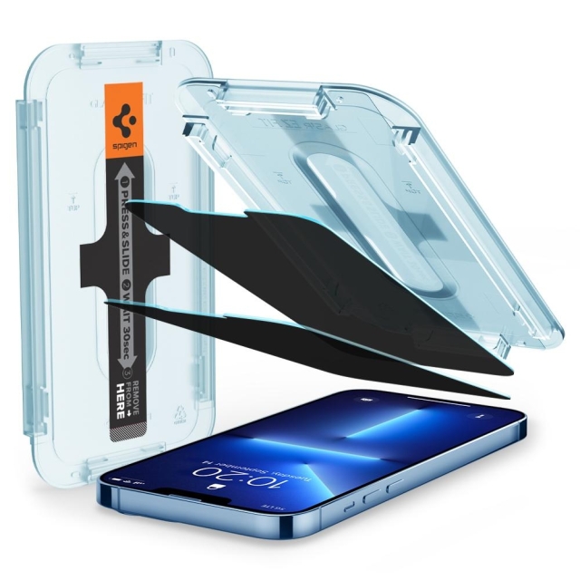 Защитное стекло SPIGEN для iPhone 13 Pro Max - EZ FIT GLAS.tR Privacy - Затемнённое - 2 шт - AGL03378