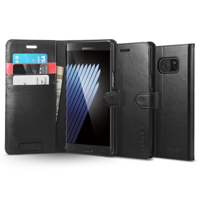 Кожаный чехол-книжка SPIGEN для Galaxy Note 7 - Wallet S - Черный - 562CS20571