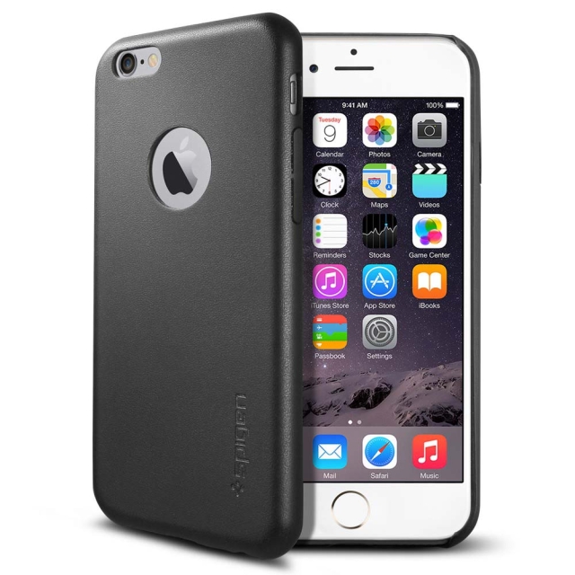 Кожаный клип-кейс SPIGEN для iPhone 6s / 6 - Leather Fit - Черный - SGP11354